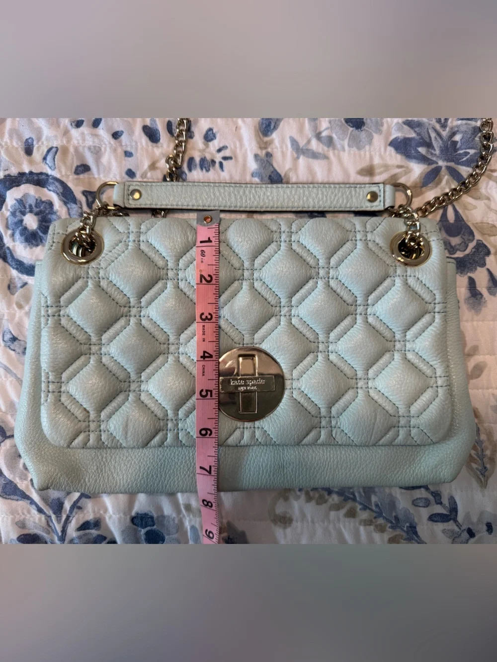 Quilted Light Blue Chain Strap Shoulder Bag